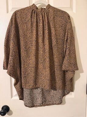 Brown Leopard Print Flowing Blouse
